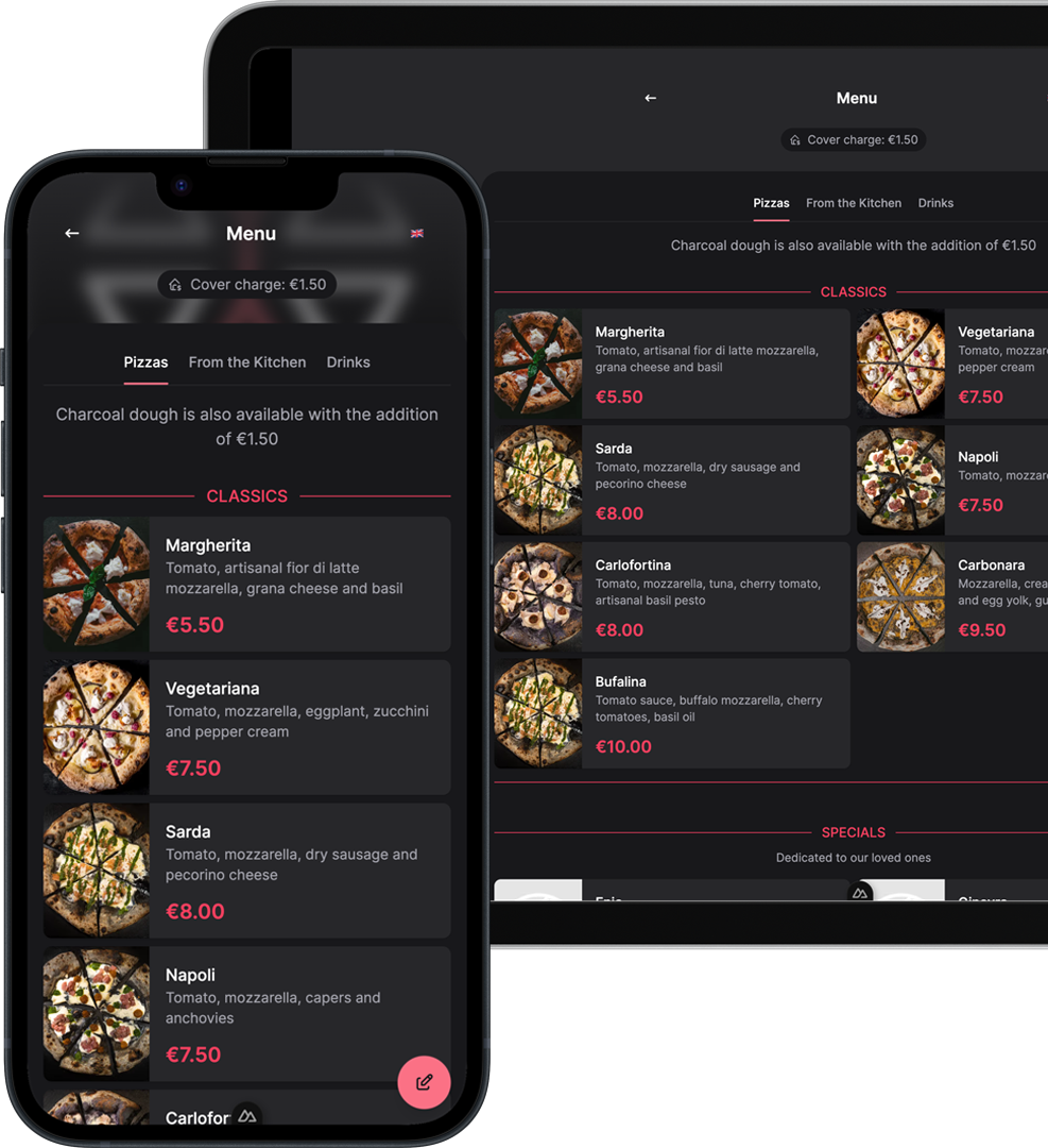 Foodlista's digital menu on a smartphone